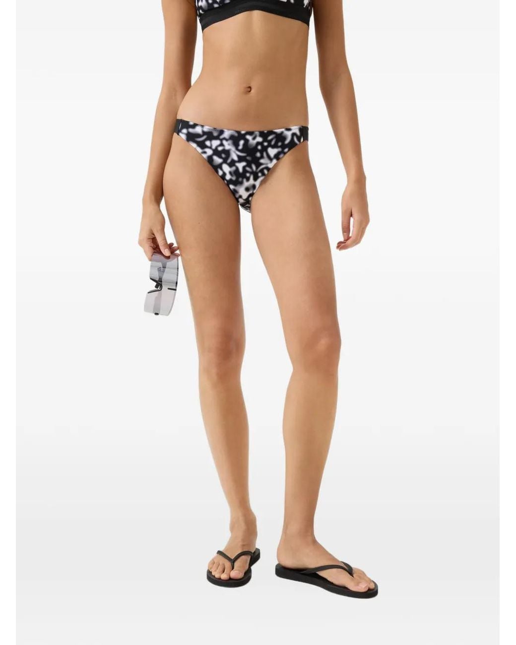 Bogner Fire + Ice Black Bacara Abstract-Print Bikini Bottoms