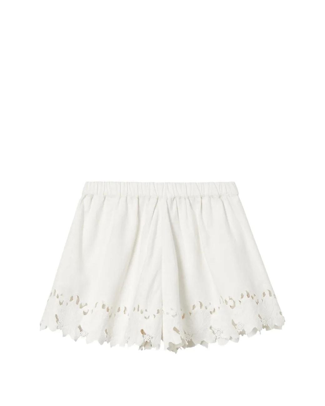 Sea White Broderie-Anglaise Scallop-Edge Shorts