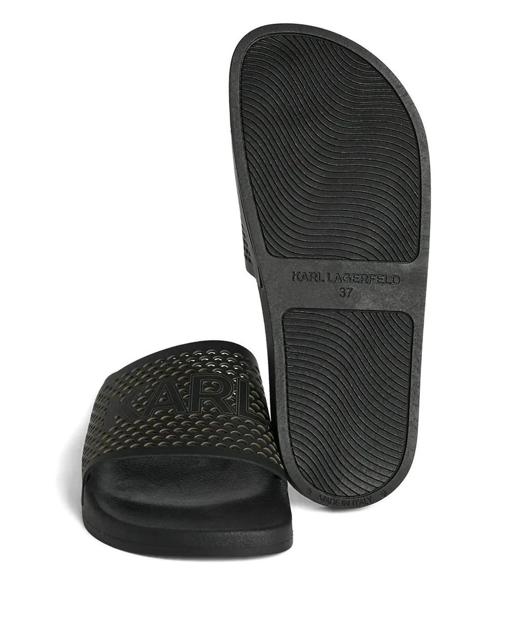 Karl Lagerfeld Black Leather Slides