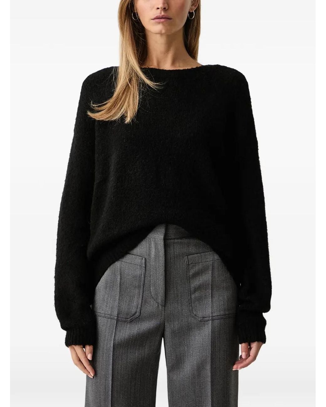Fracomina Black Brushed-Knit Sweater