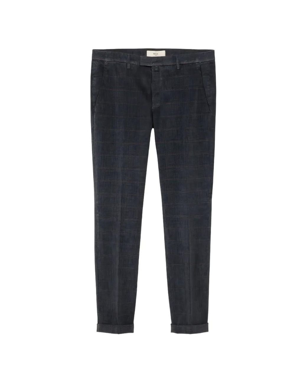 Briglia 1949 Blue Check-Pattern Turn-Up Tailored Trousers for men