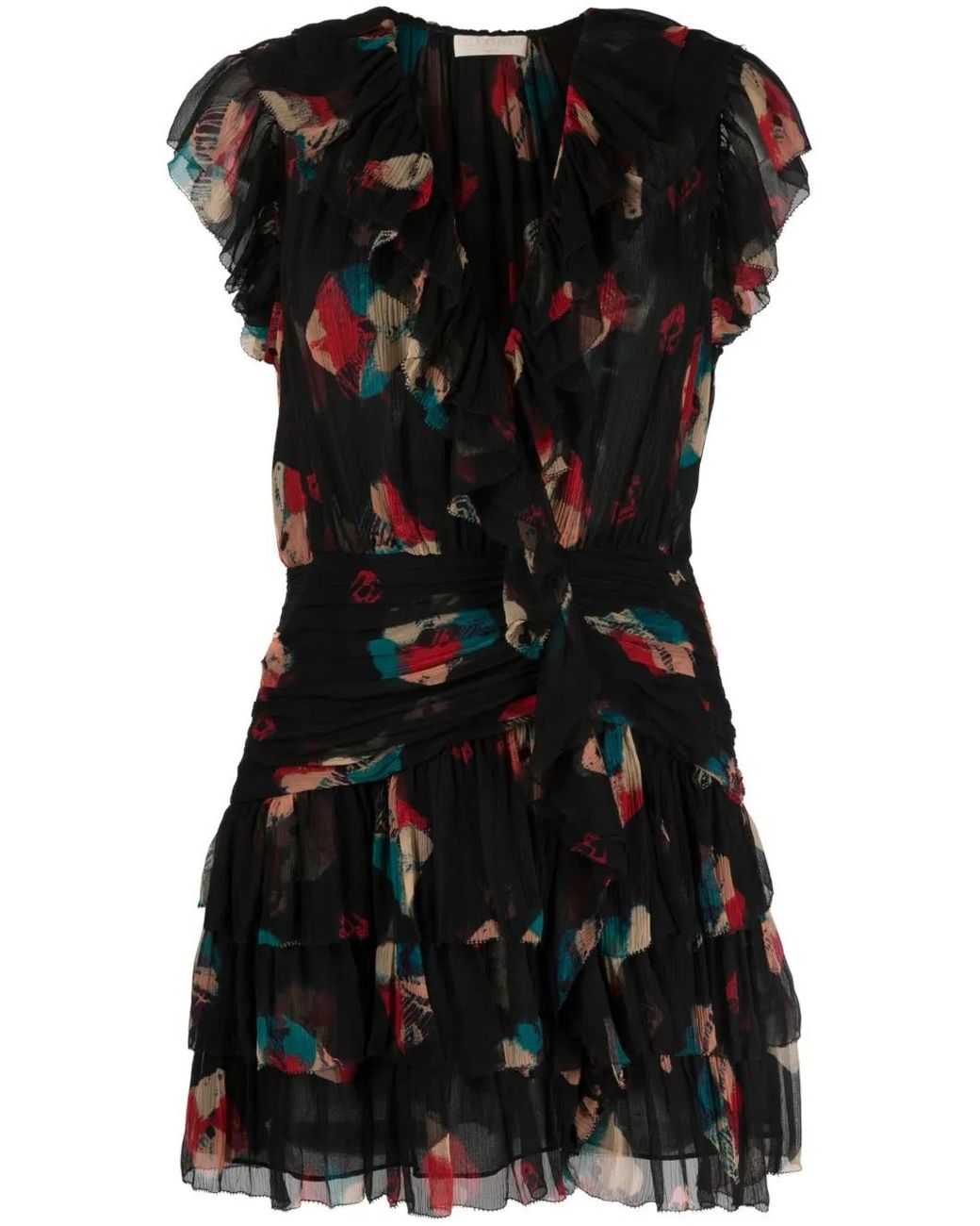 Ulla Johnson Black Zina Graphic-Print Minidress