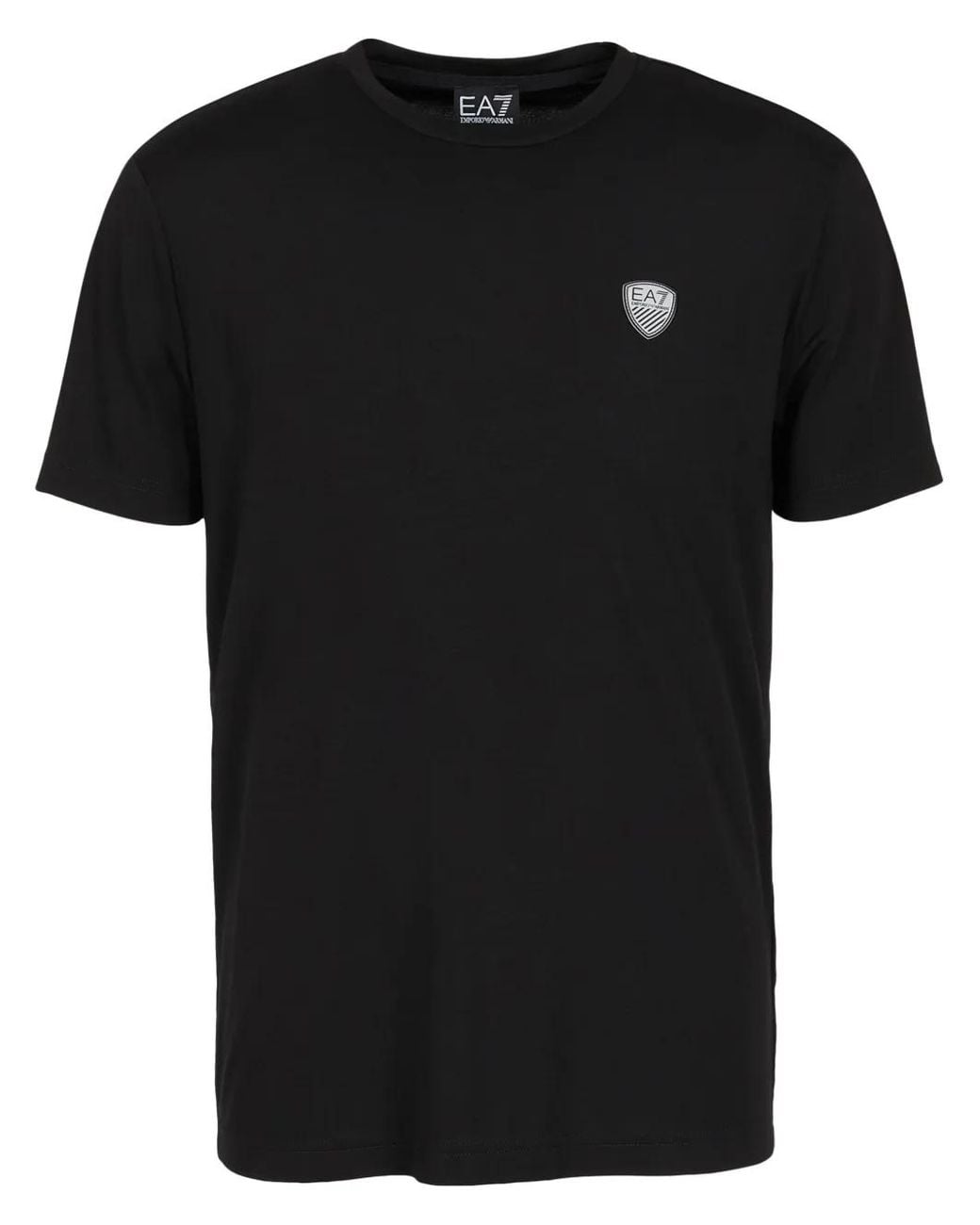 EA7 Black T-Shirt With Logo Patch for men