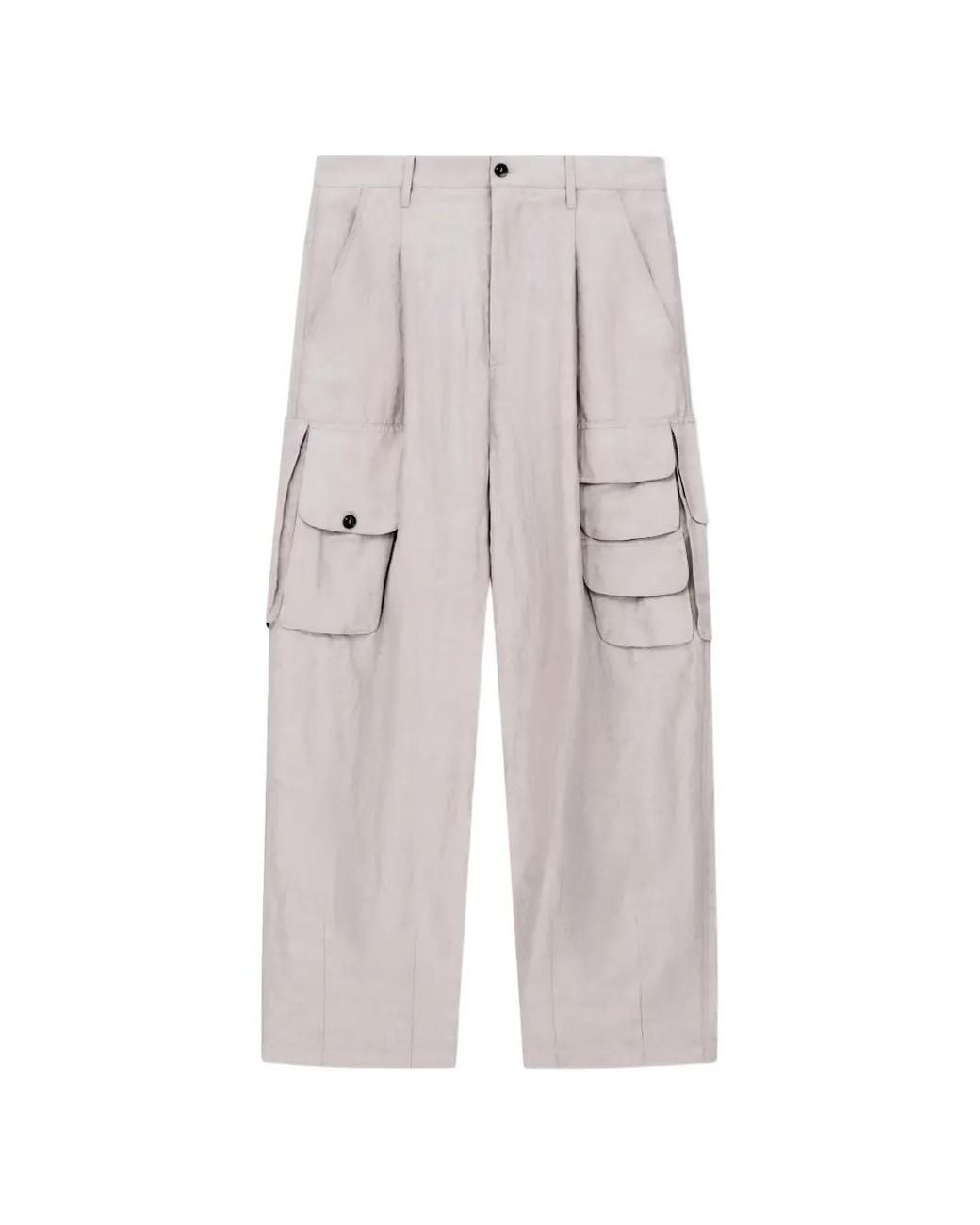 Giorgio Armani White Multi-Pocket Cargo Pants for men