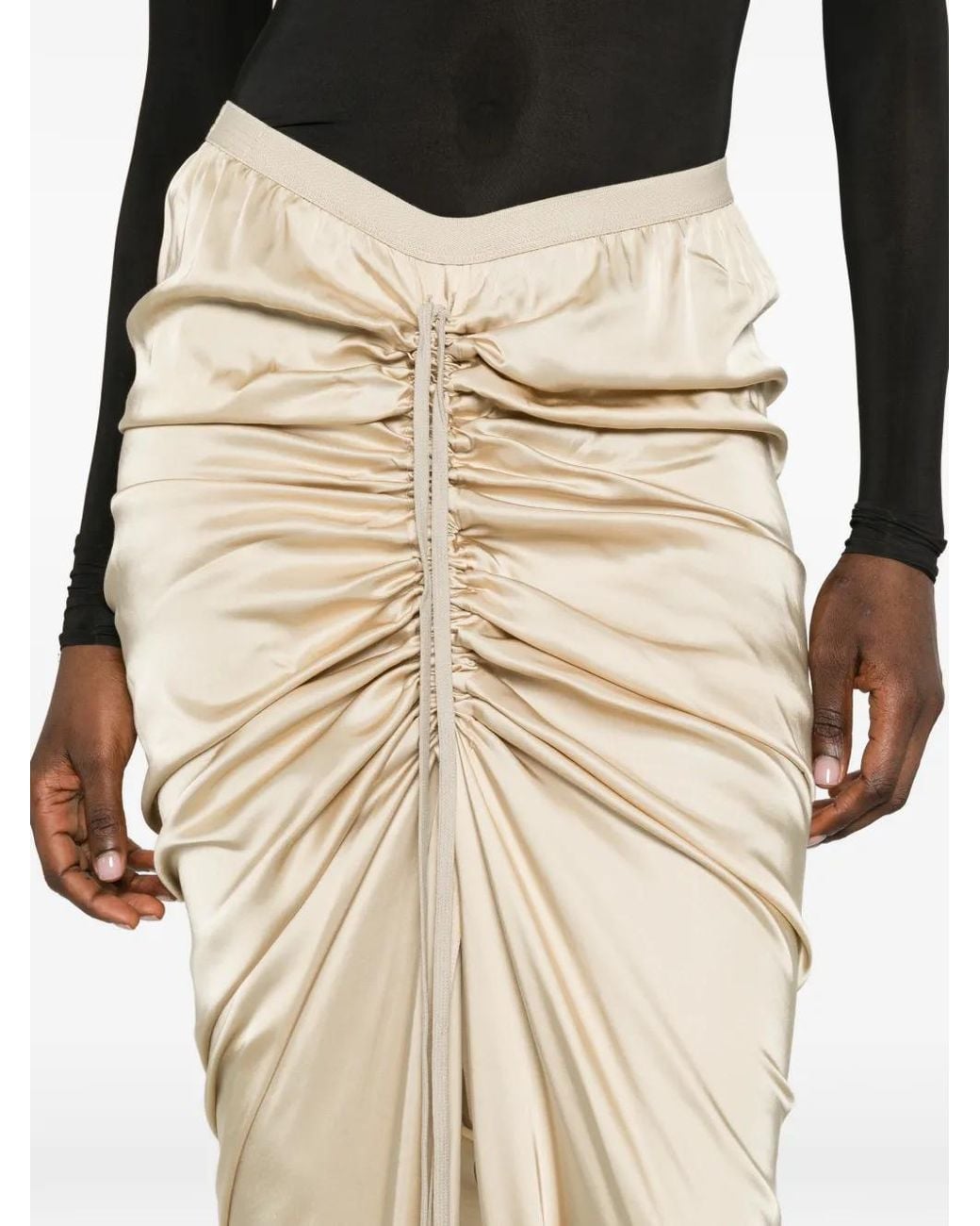 Rick Owens White Draped Asymmetric Maxi Skirt