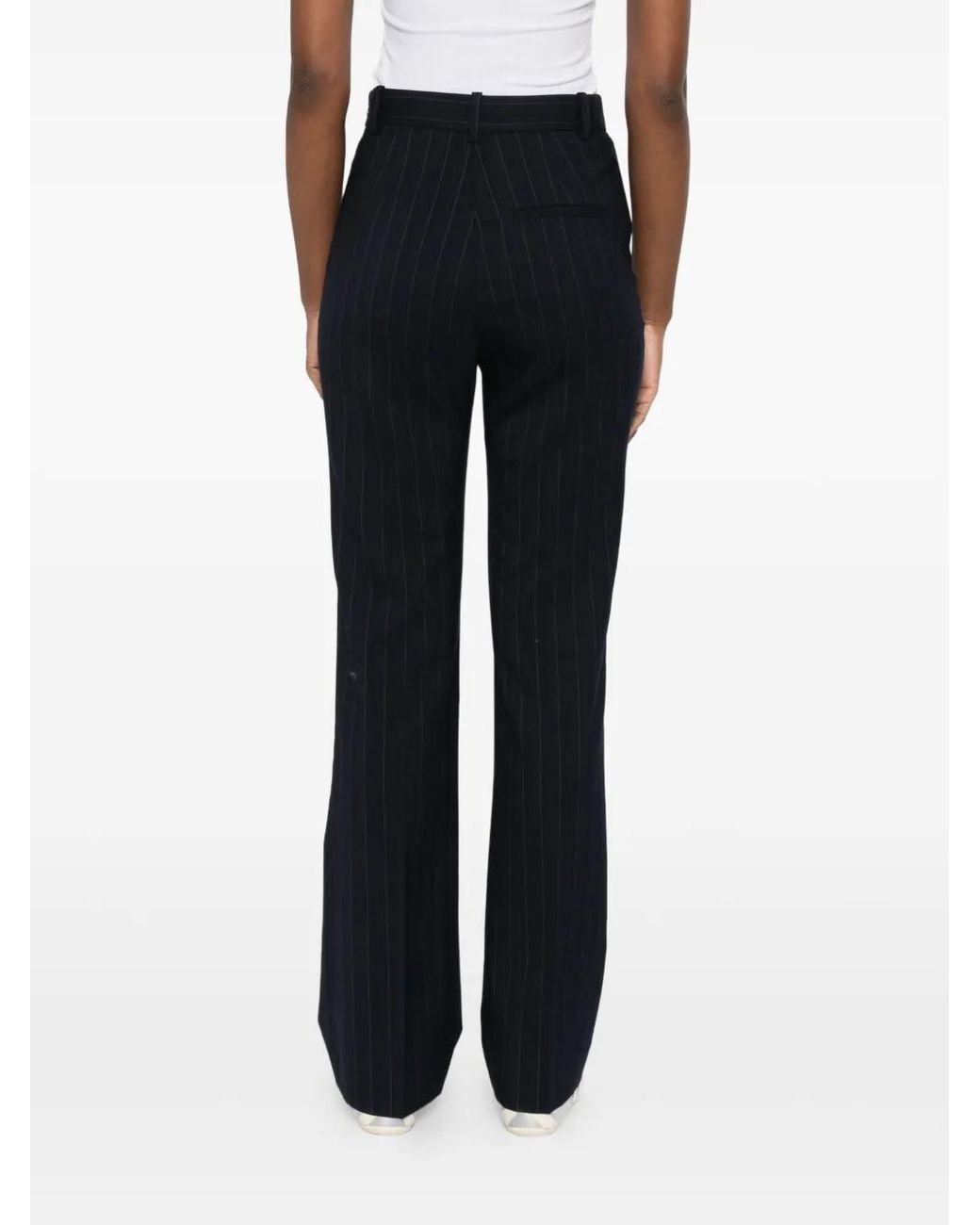 Pinko Blue Pinstriped Straight-Leg Trousers