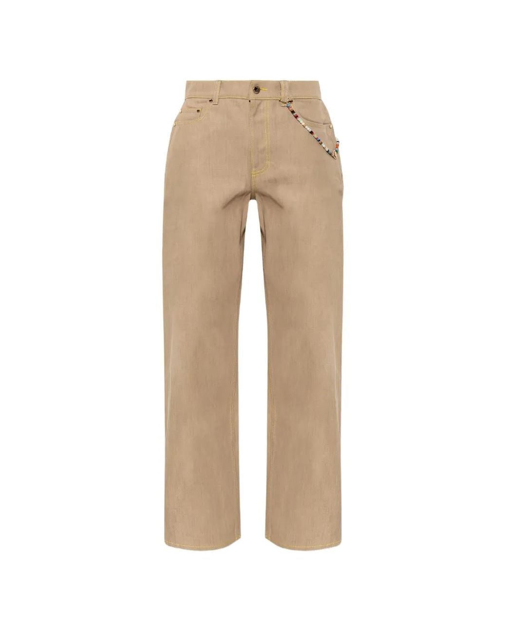 Casablanca Natural Beaded-Chain Straight-Leg Jeans