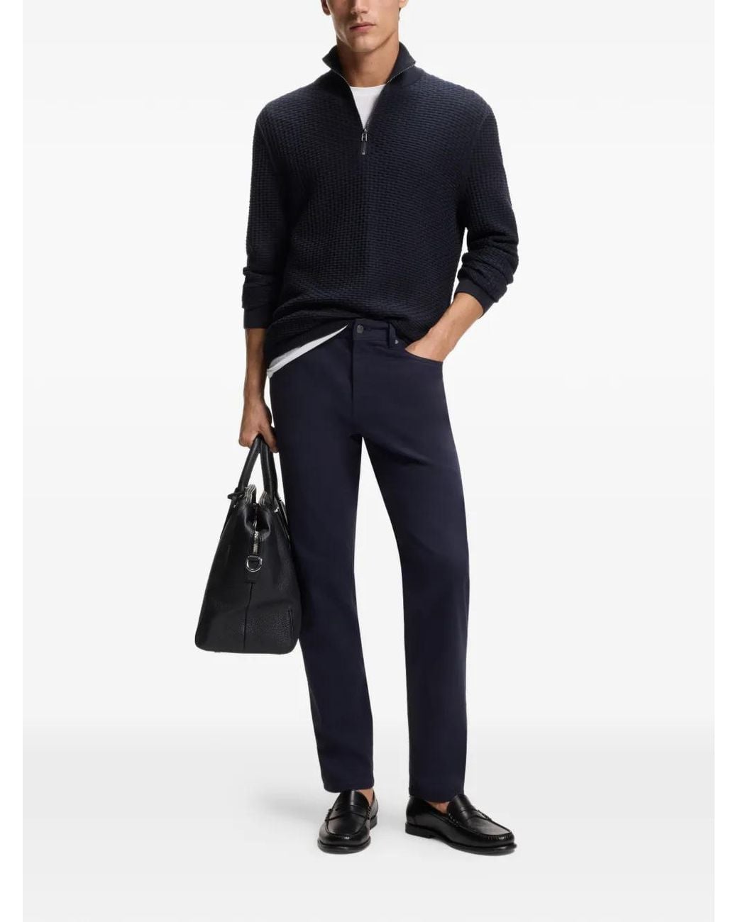Boss Blue Quarter-Zip Sweater for men