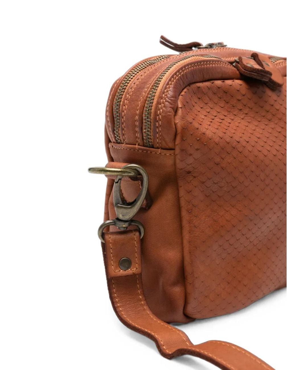 SOMMET Brown Arlo Cobra Leather Shoulder Bag