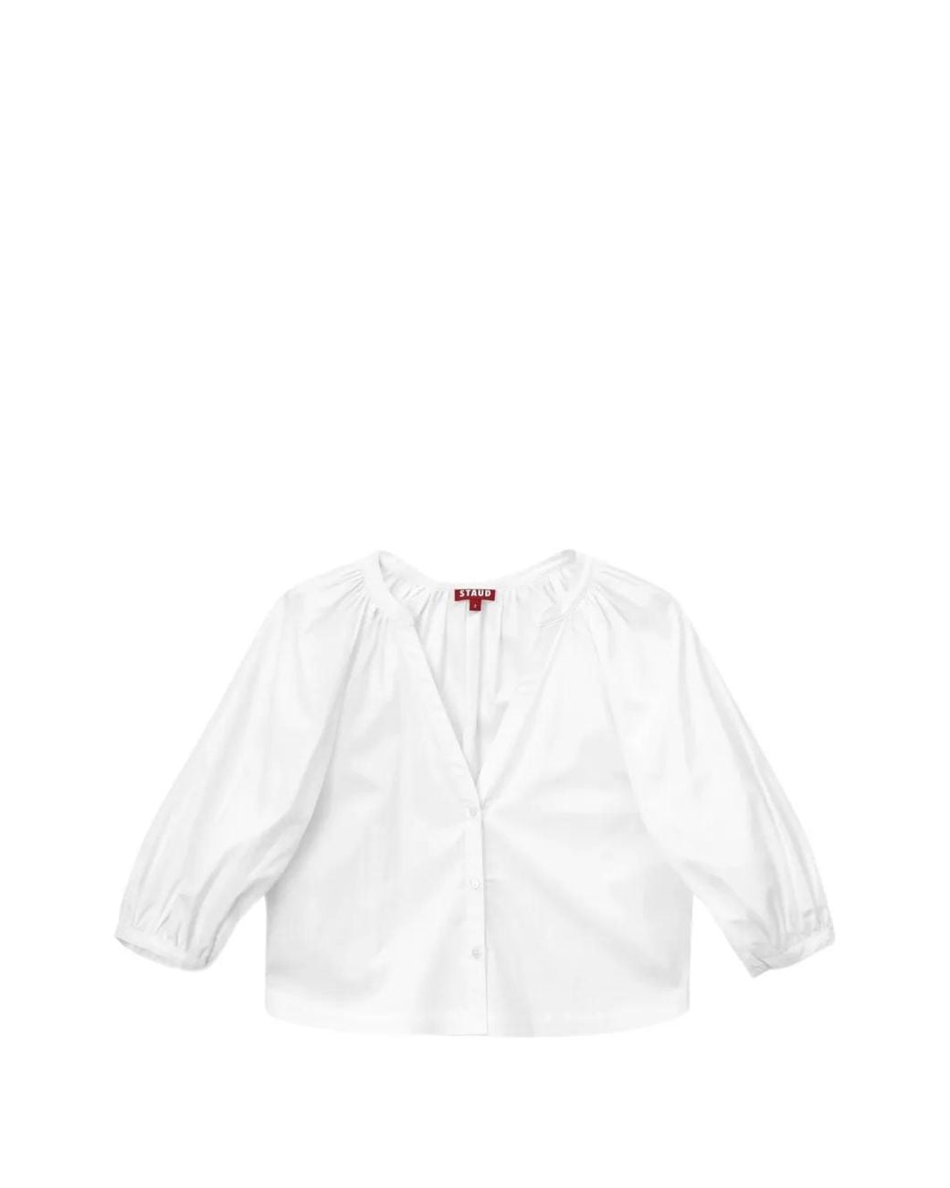 Staud White Dill Balloon-Sleeve Blouse