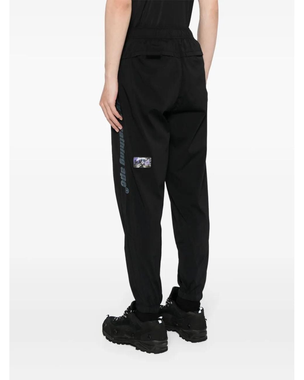 Aape By A Bathing Ape Black Logo-Print Elasticated-Waist Track Pants for men