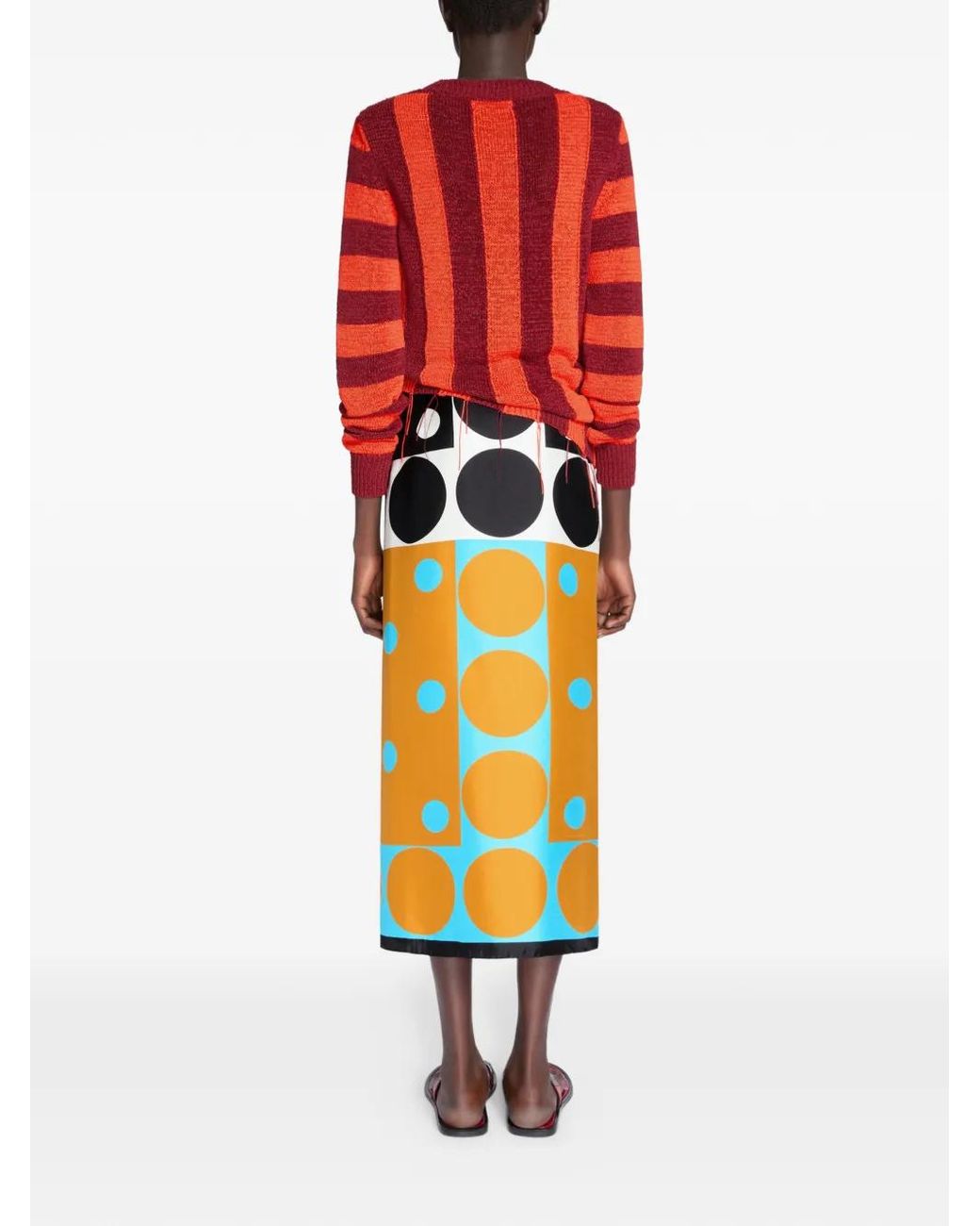 Dries Van Noten Red Intarsia-Stripes Sweater