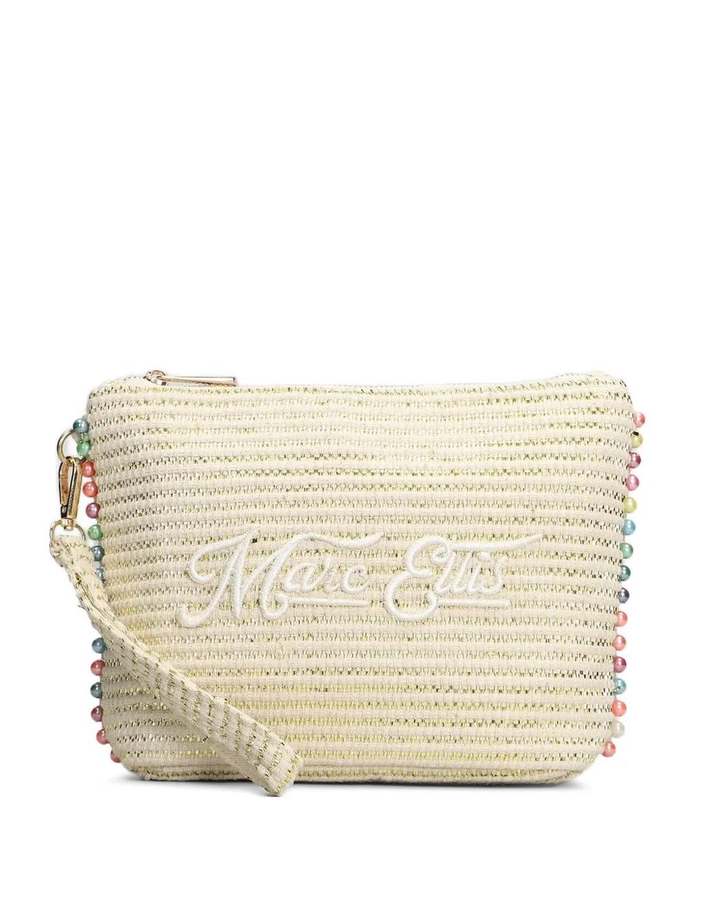 Marc Ellis Natural Cassy Indy Bead-Embellished Clutch Bag