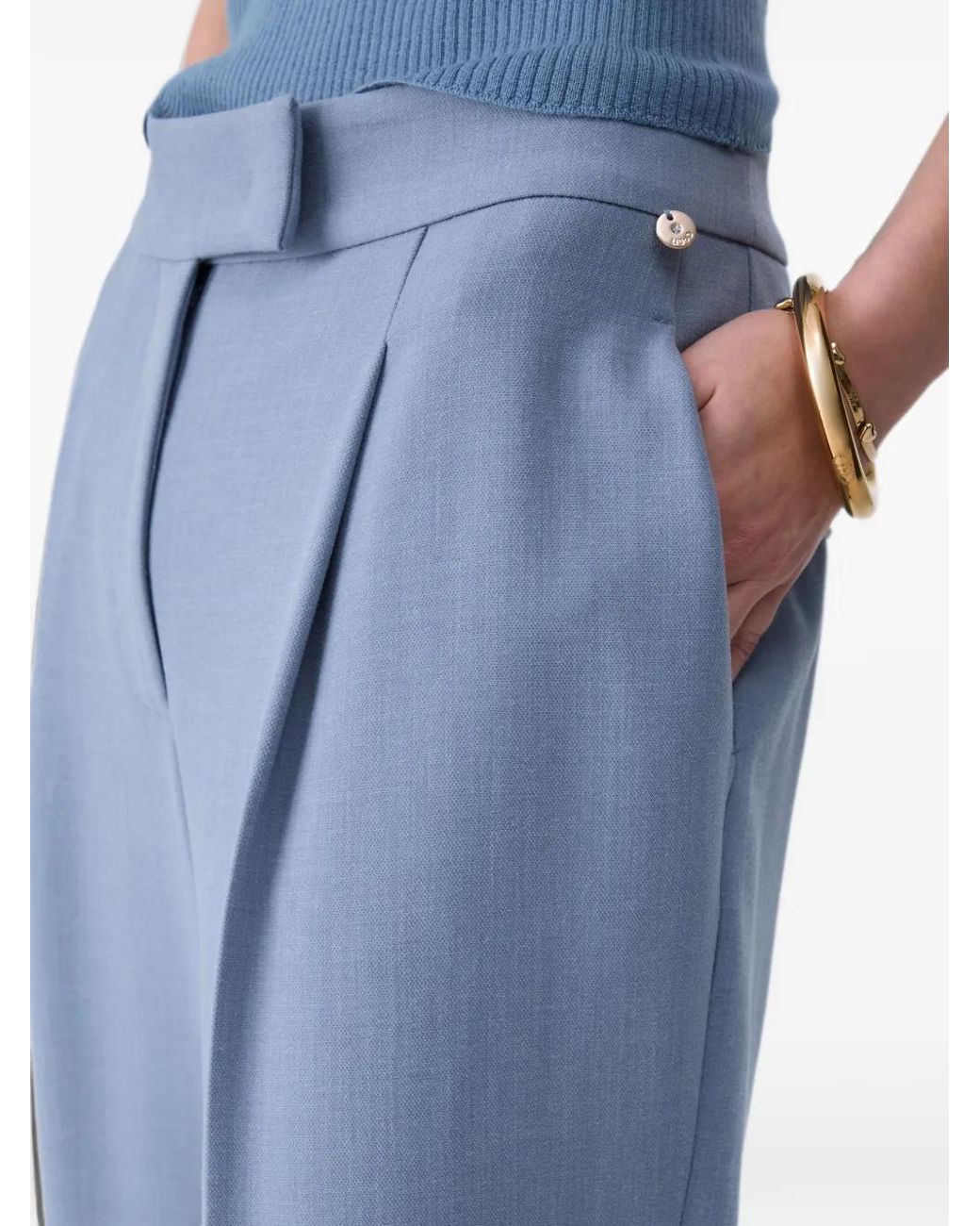 Liu Jo Blue Mélange Trousers With Cuff