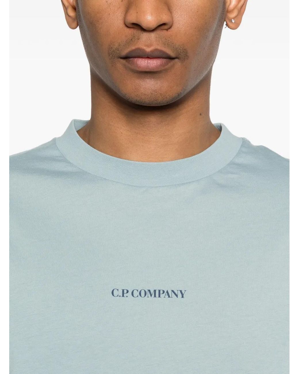 C P Company Blue Short Sleeve Cotton T-Shirt for men
