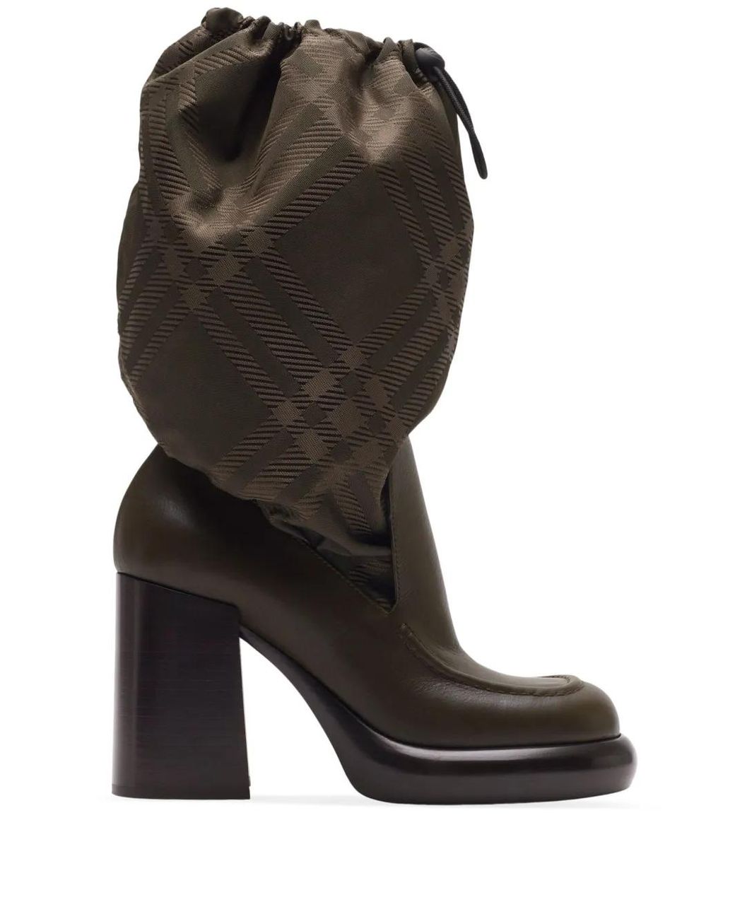 Burberry Black Square-Toe Check-Print Boots