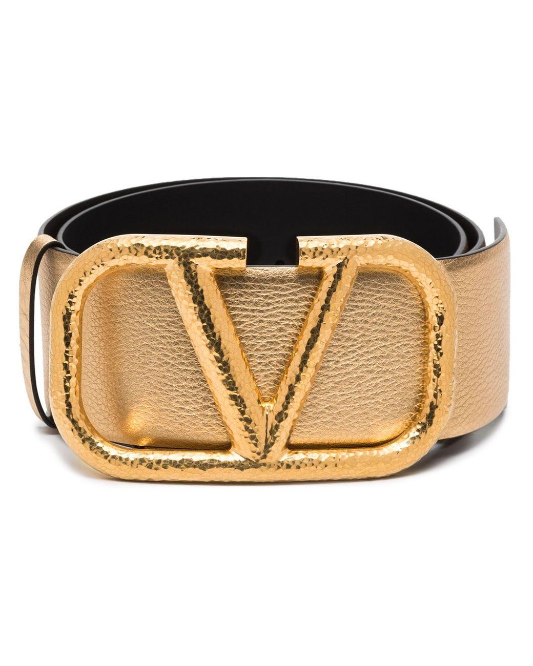Valentino Garavani Vlogo Buckle Leather Belt in Gold (Metallic) Lyst