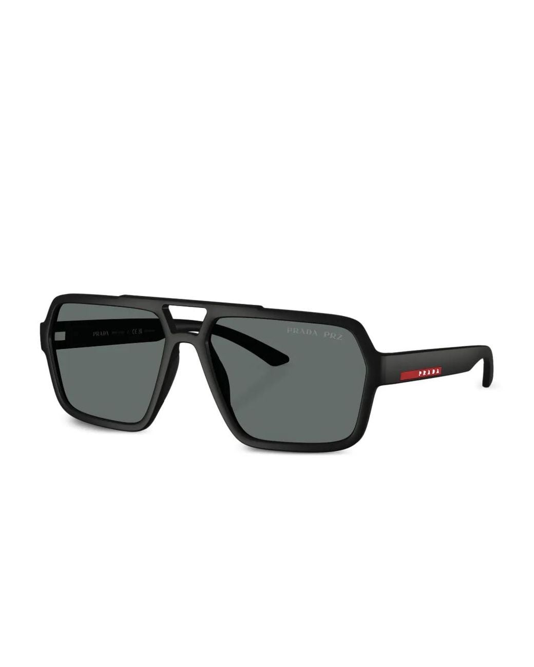Prada Linea Rossa Black Geometric-Frame Sunglasses for men