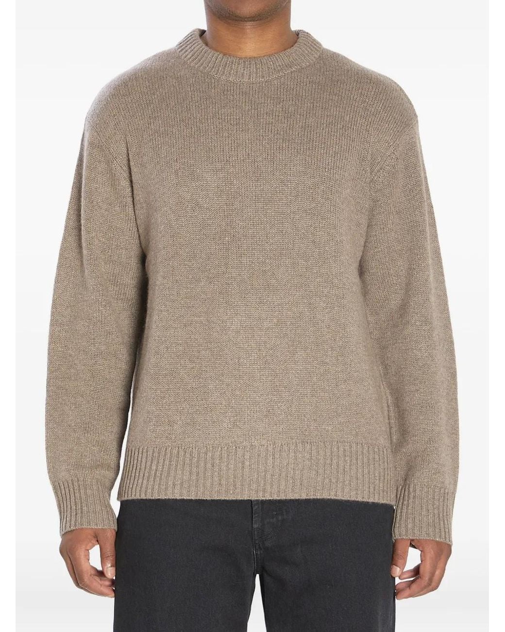 Lisa Yang Natural Crew-Neck Ribbed Cashmere Sweater for men