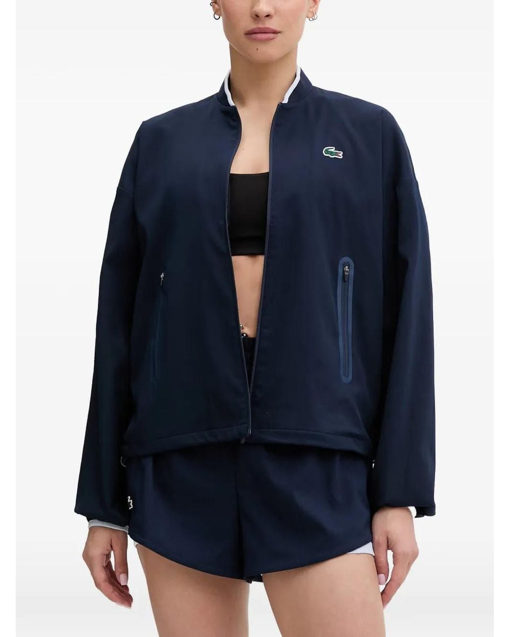 Veste Zippée À Patch Logo Lacoste en coloris Blue
