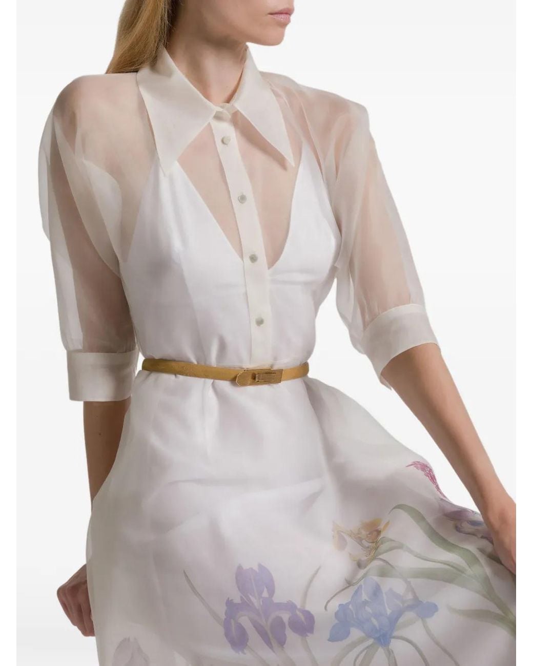 Alberta Ferretti White Classic Tailored Fit Minimalist Dress