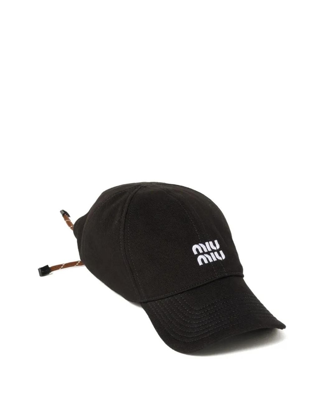 Miu Miu Black Logo-Embroidered Drawstring Baseball Cap