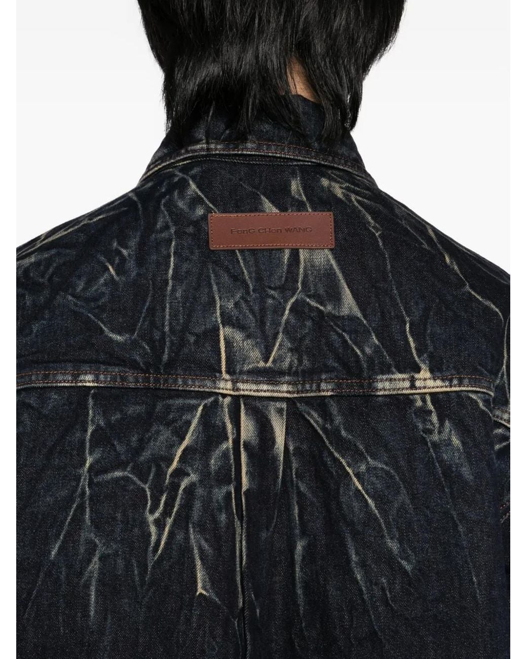 Feng Chen Wang Black Gradient Denim Jacket for men