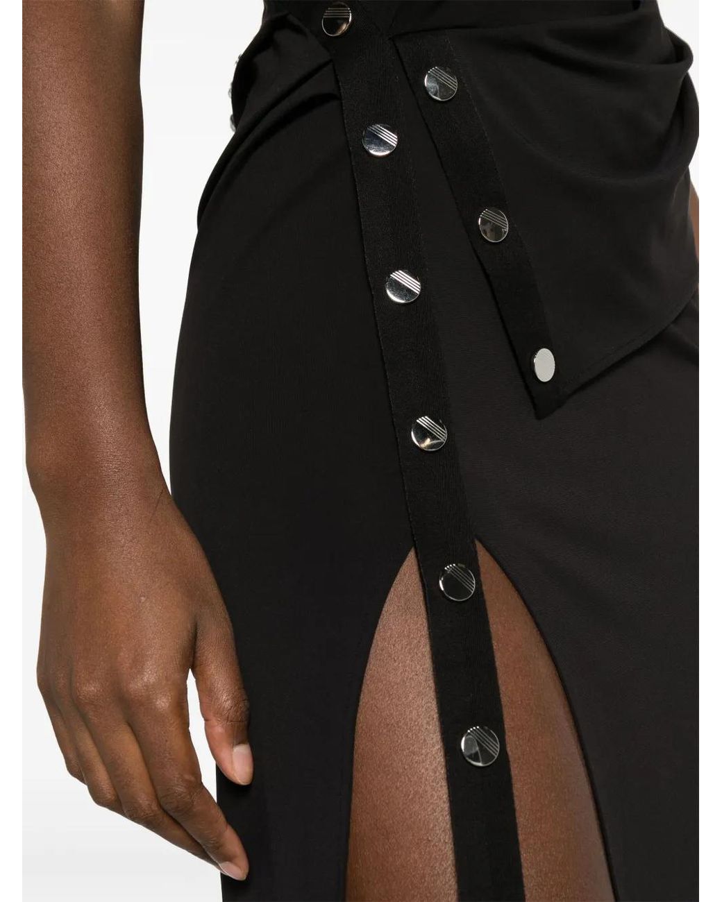 The Attico Black One-shoulder Asymmetric Midi Dress