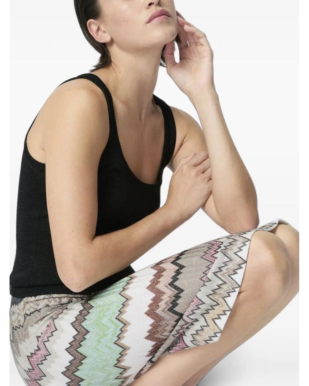 Missoni Gray Lamé Midi Skirt With Slit