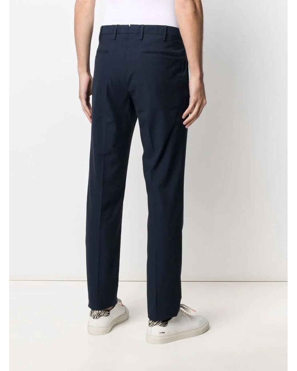 Incotex Blue Tailored Cotton Trousers for men