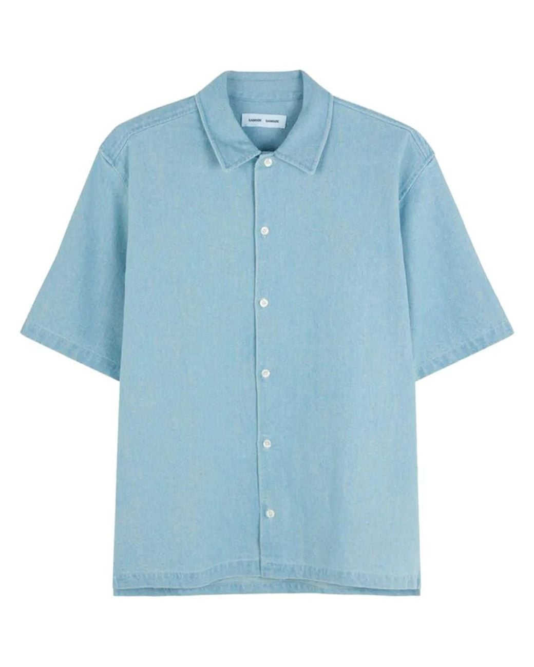 Samsøe & Samsøe Blue Short-Sleeve Denim Shirt for men