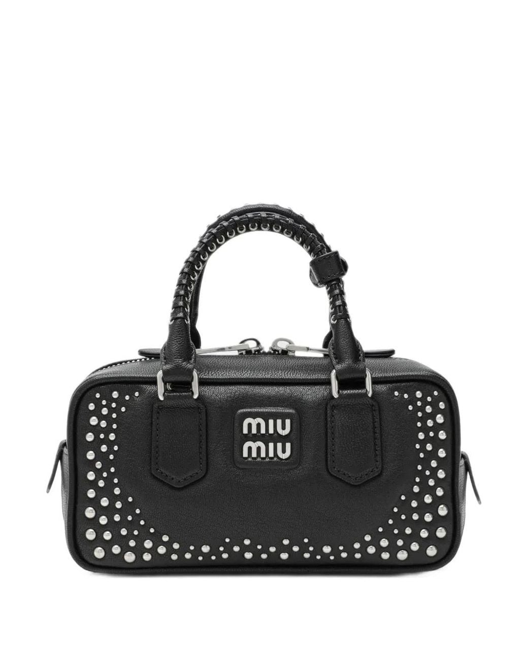 Miu Miu Black Arcadie Studded Leather Bag