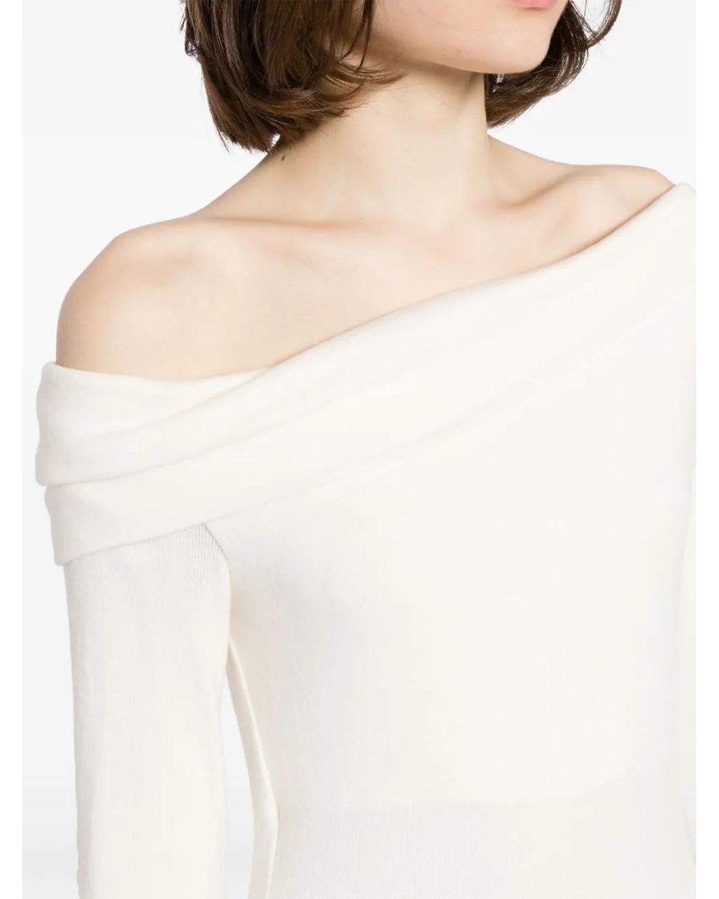 Reformation White Elio Off-Shoulder Top
