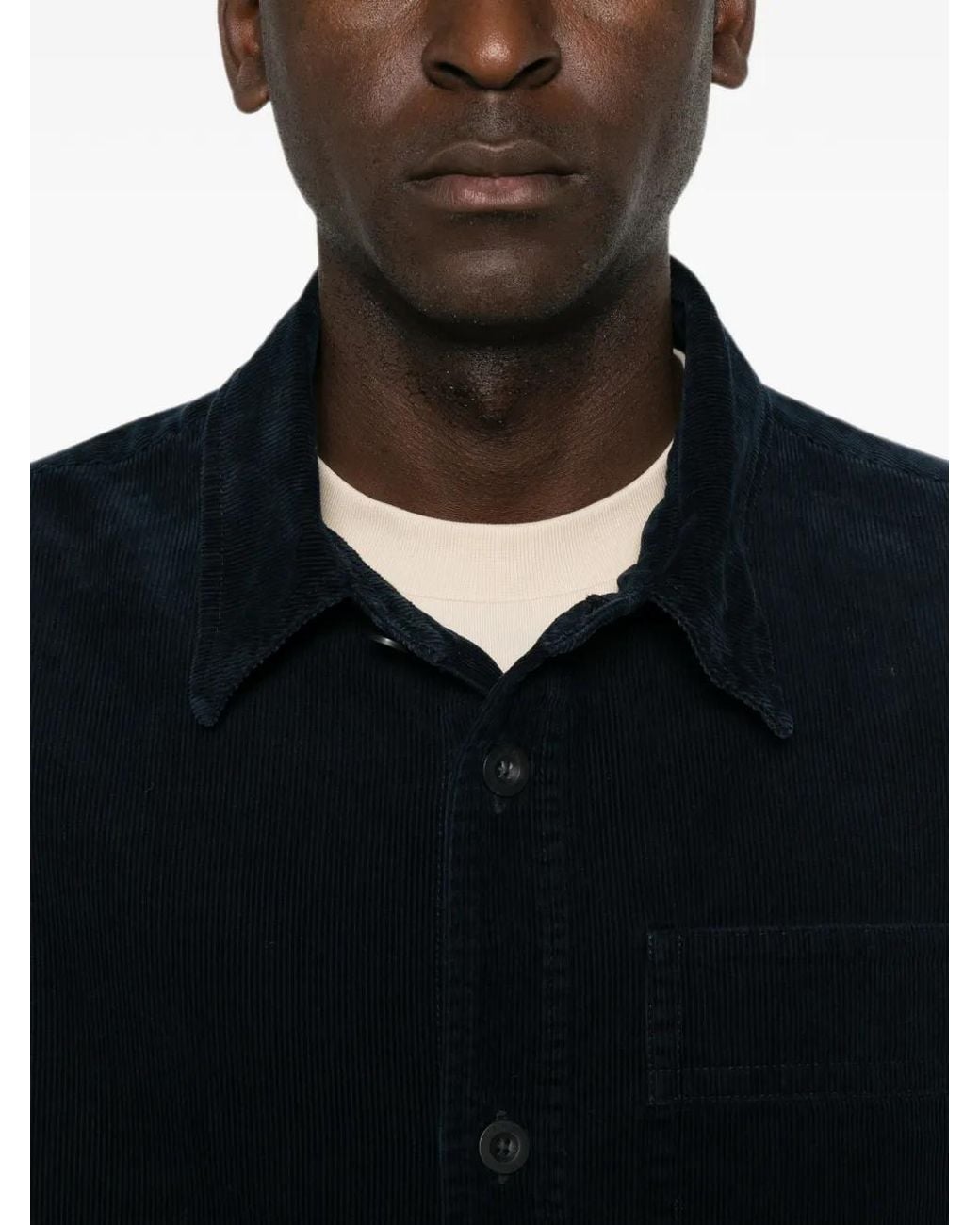A.P.C. Black Corduroy Chest-Pocket Shirt for men