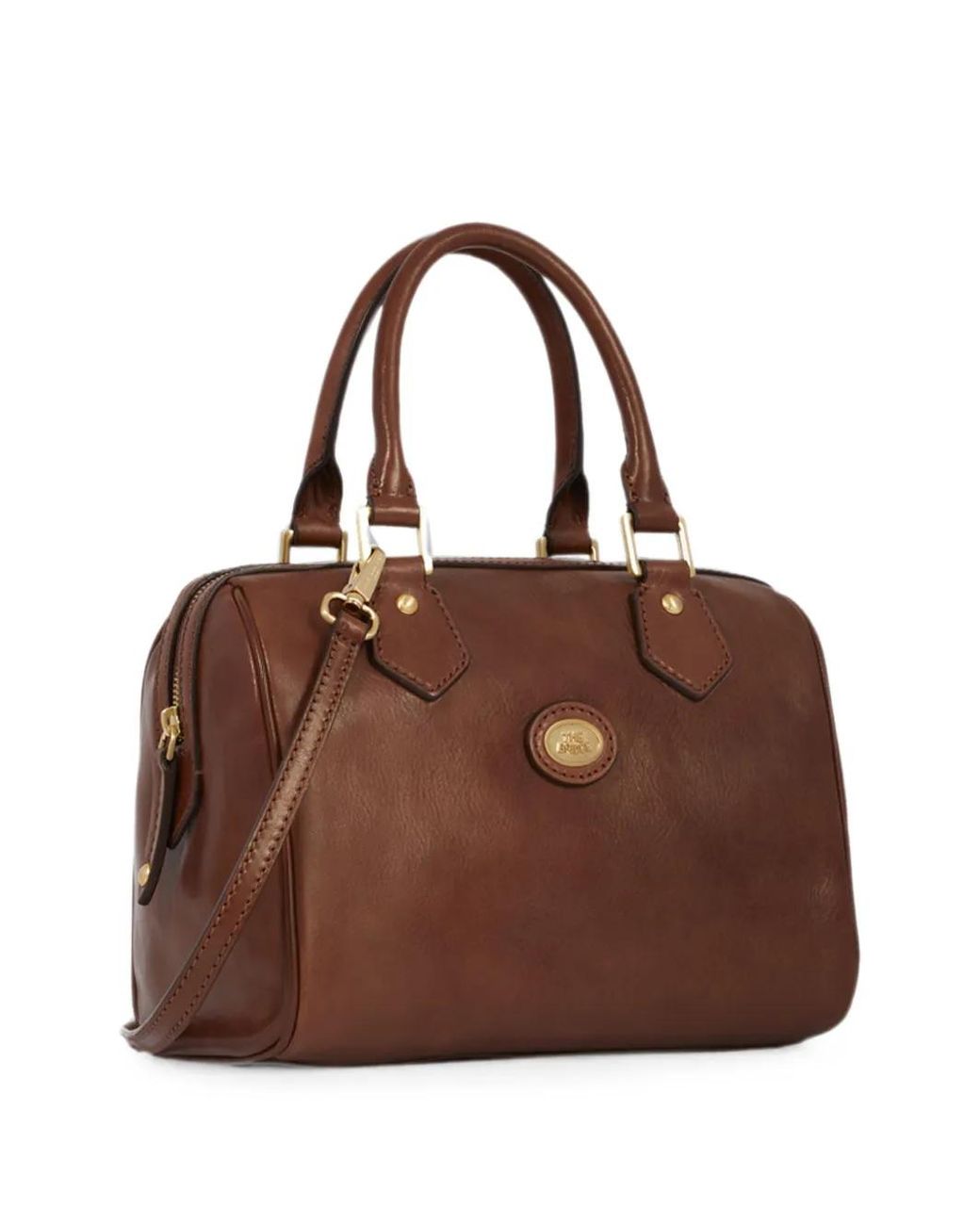 The Bridge Brown Leather Bauletto Should Strap Tote Bag