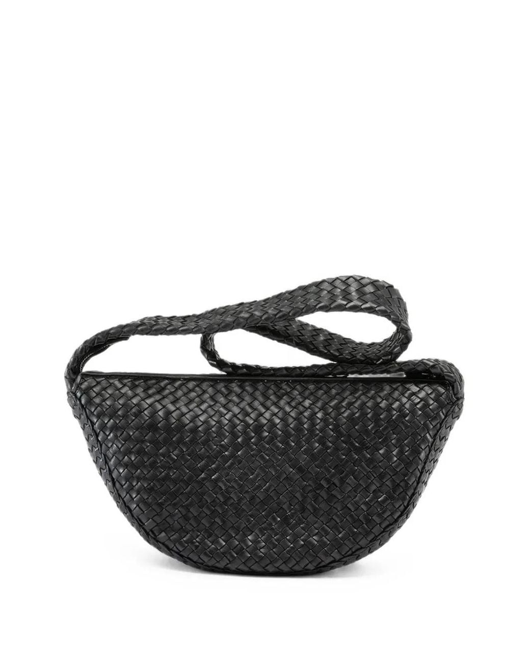 Officine Creative Black Woven Leather Shoulder Bag