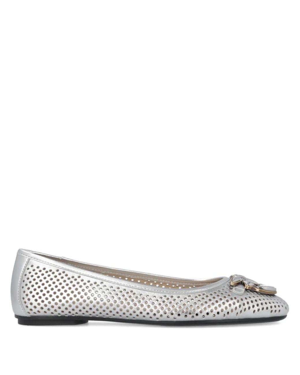 Pinko White Love Bids Perforated Ballet Flats