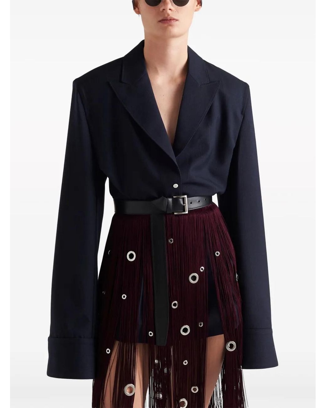 Prada Blue Single-Breasted Pinstripe Jacket