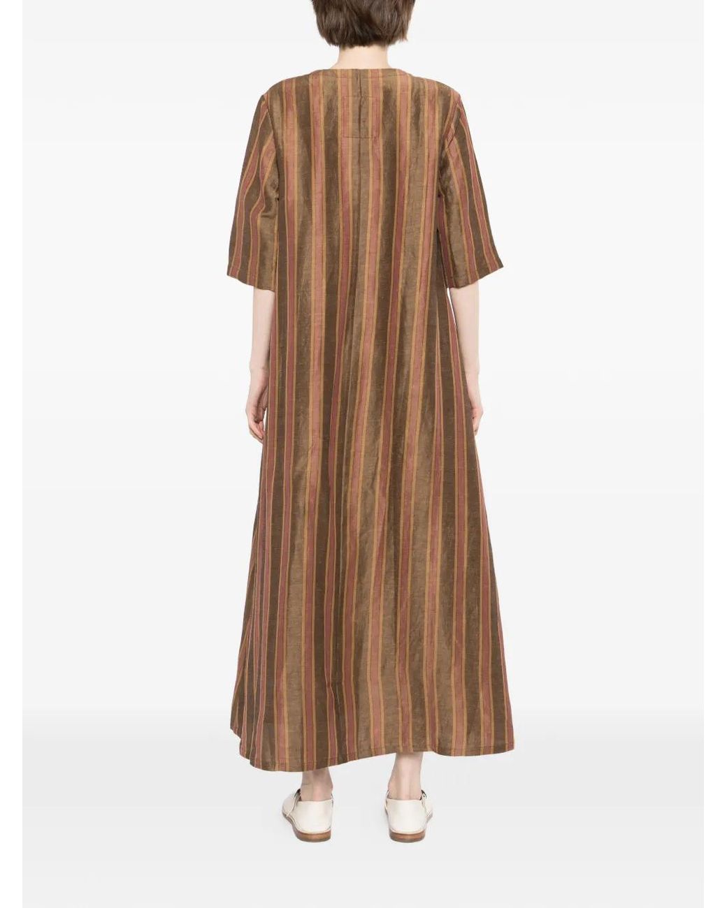 Uma Wang Brown Apostle Striped Dress