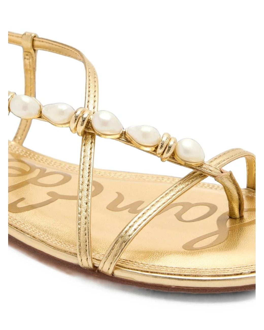 Sam Edelman White Calla 2 Faux-Pearl-Embellished Sandals