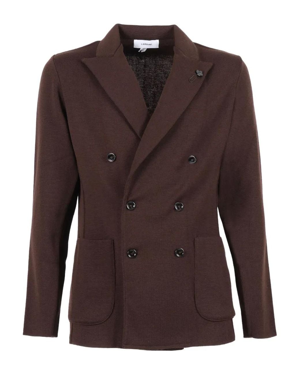Lardini Brown Double-Breasted Wool Jacket for men