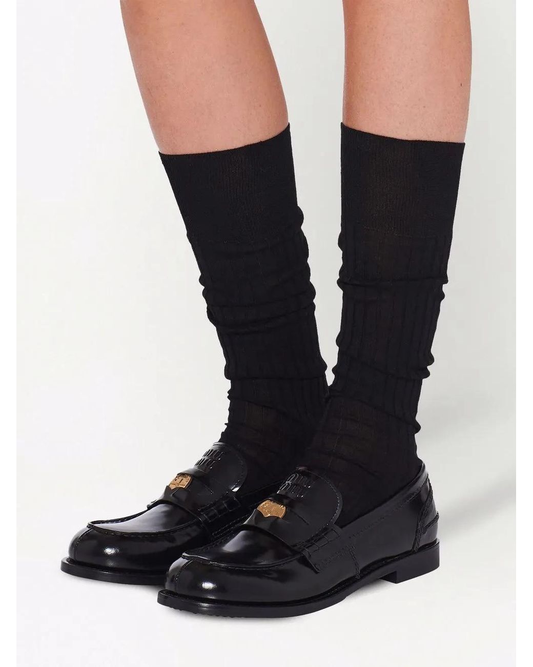 Miu Miu Black Leather Penny Loafers