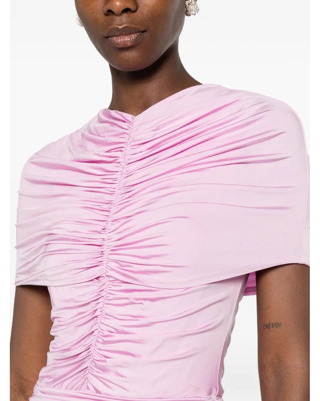 Self-Portrait Pink Jersey Gathered Maxi Dress