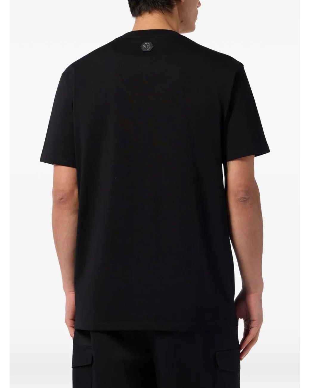 Philipp Plein Black Rhinestone-Skull T-Shirt for men