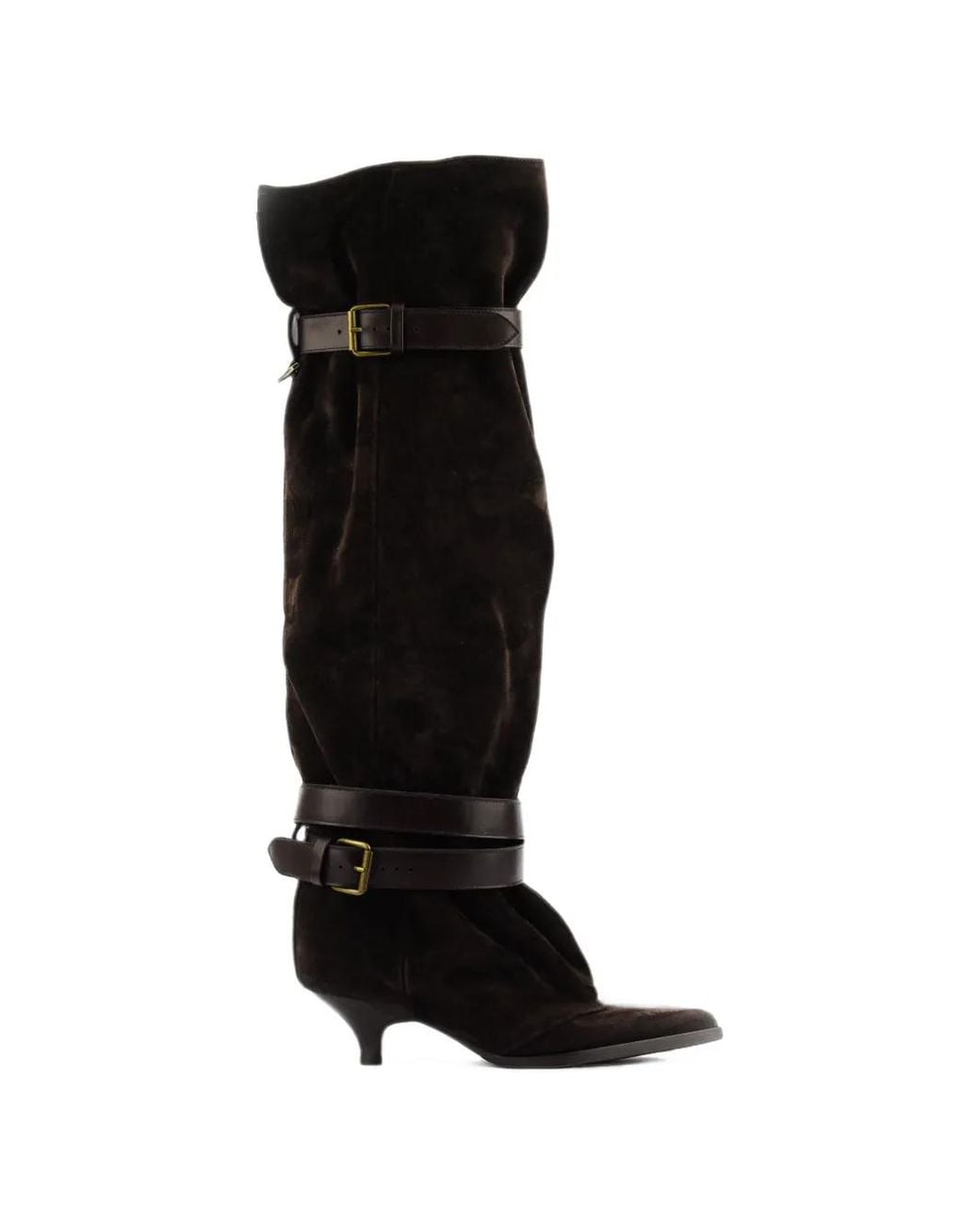 Elena Iachi Black Queenie Buckle Slouchy Boots