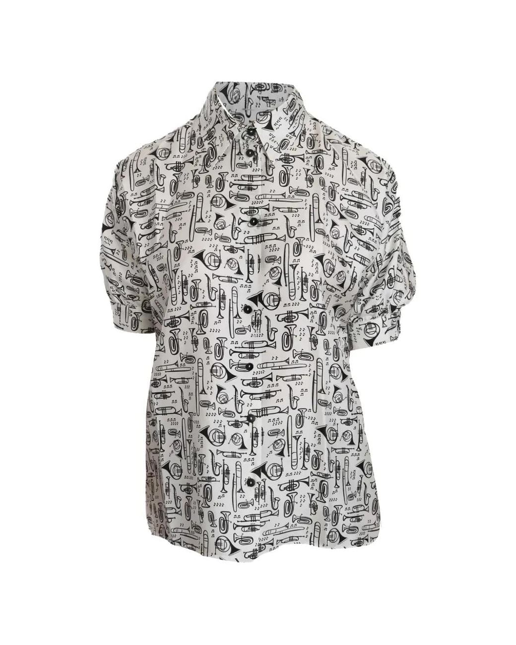 Dolce & Gabbana White Graphic-Print Short-Sleeve Shirt