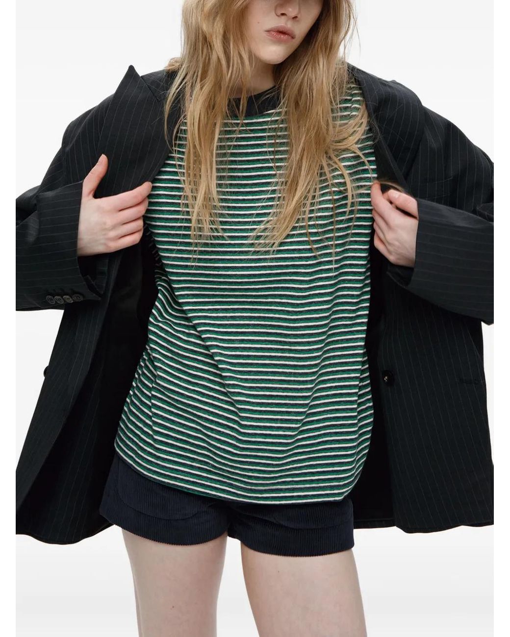Mainless Green Striped Long-Sleeve Top