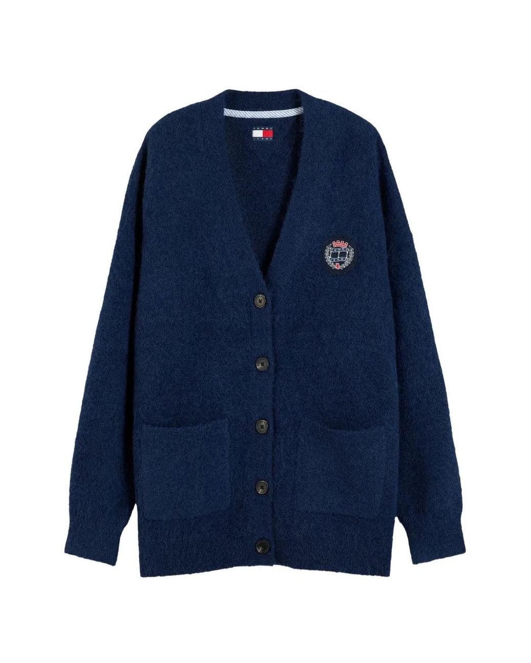 Tommy Hilfiger Blue Logo-Patch V-Neck Cardigan