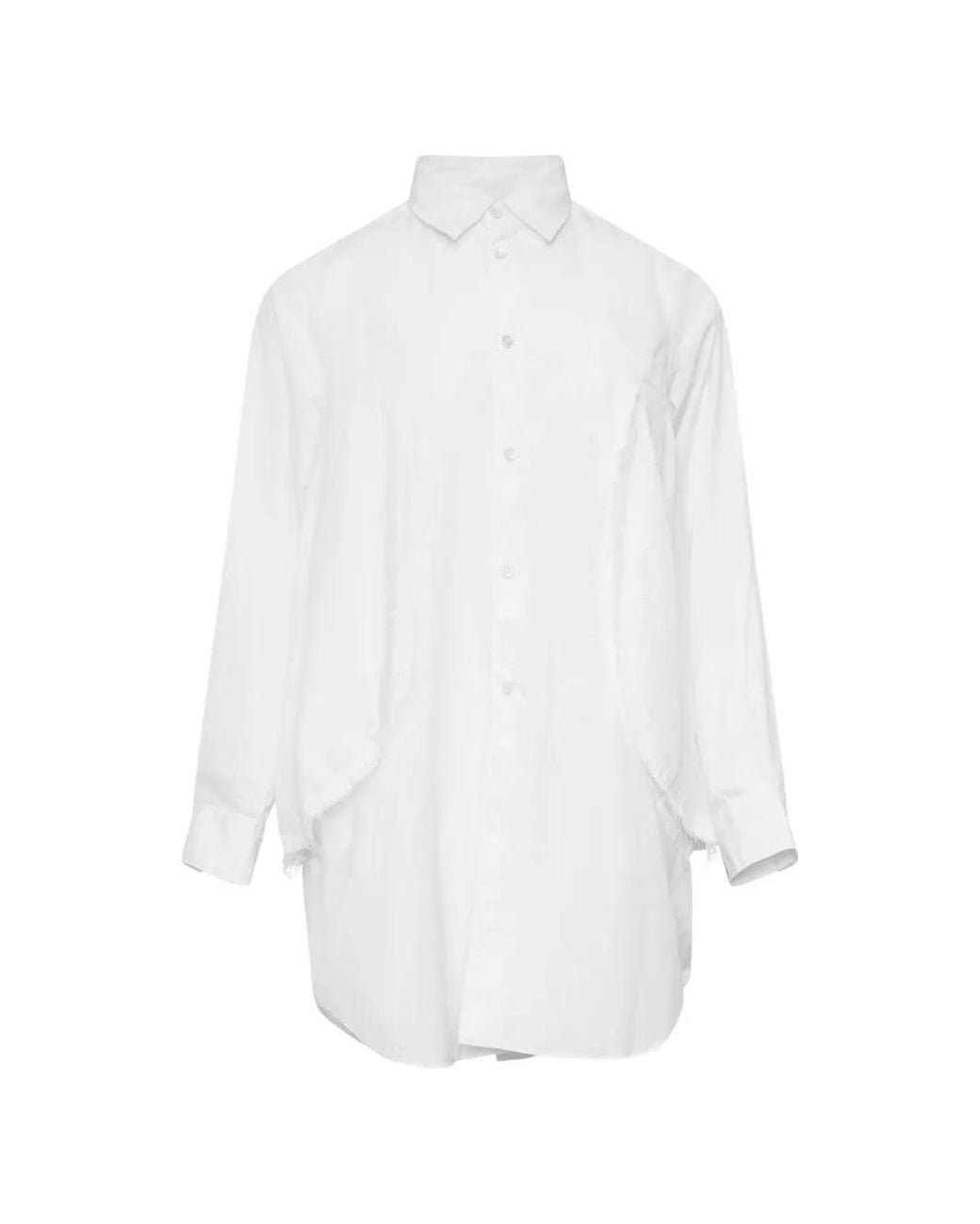 Comme des Garçons White Lace-Panel Oversized Shirt