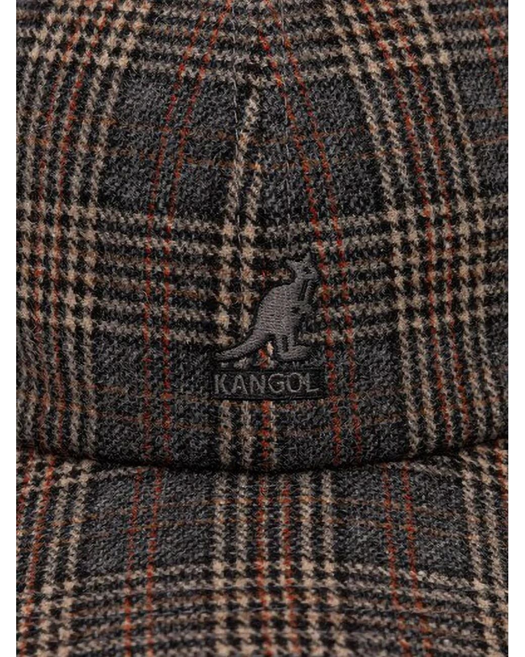 Kangol Gray Check-Pattern Ear-Flap Cap for men